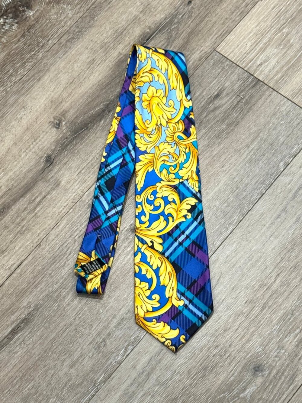 Vintage Gianni Versace 1990s Iconic Baroque Plaid Silk Tie